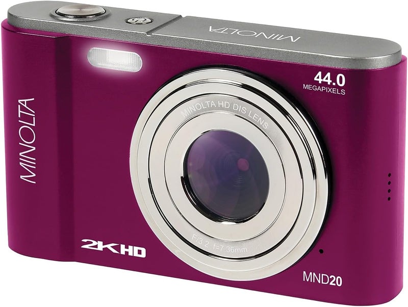 Minolta MND20 44MP Digital Camera – 2.7K Ultra HD Video, 16X Digital Zoom, Anti-Shake Stabilization, Time Lapse, Face Detection, 2.9-inch LCD Display – Lightweight Compact Camera (Magenta) - Image 3